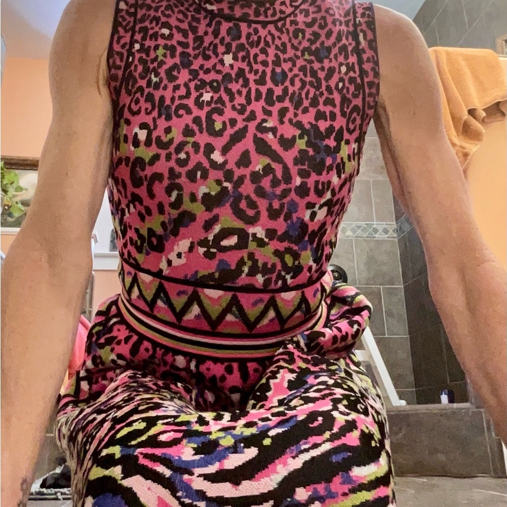 MISSONI Black and Pink A-Line Mini Dress Sleeveless - Picture 7 of 11